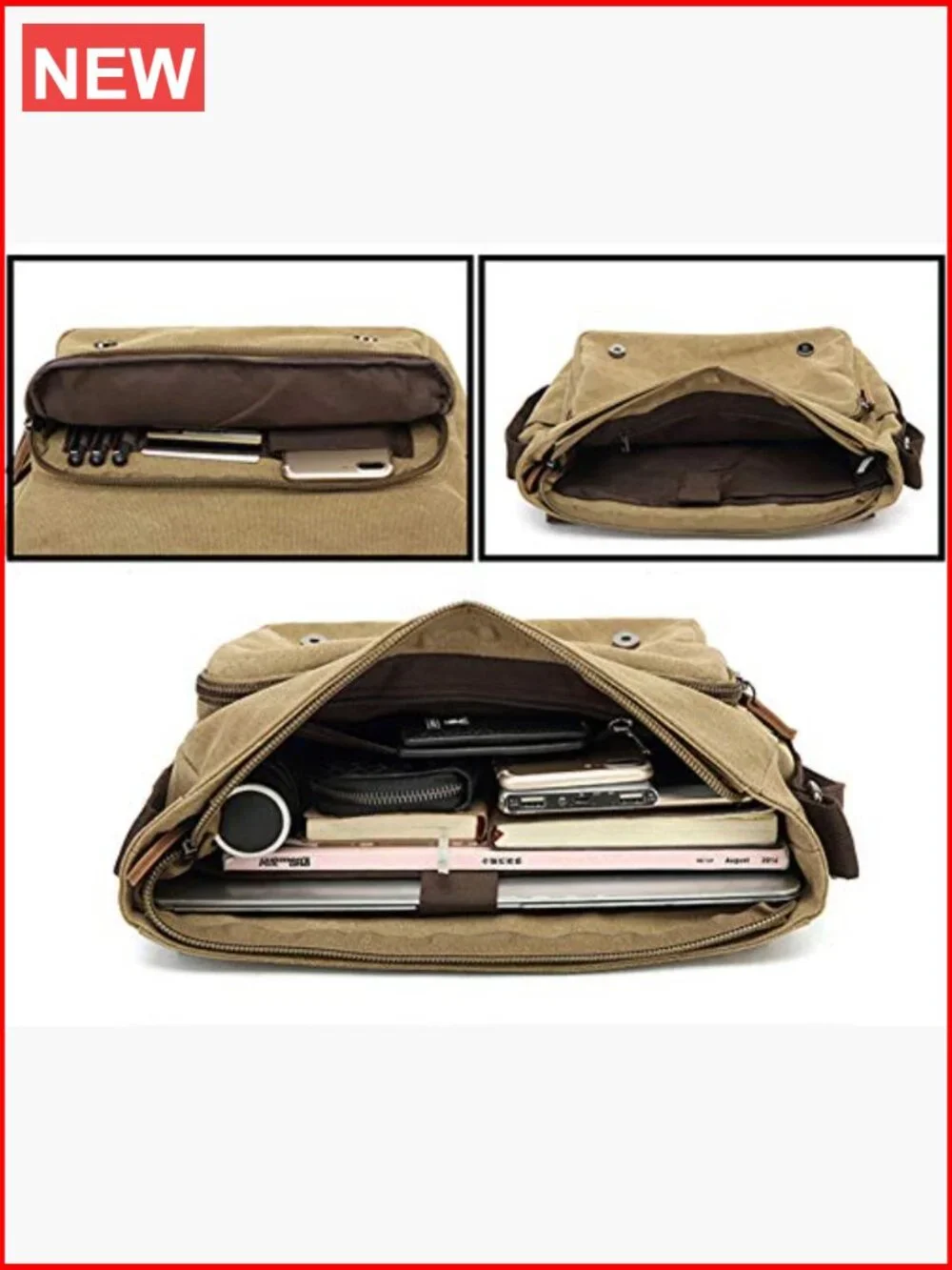 Canvas Messenger Bag Laptop Crossbody Travel Bag Vintage Shoulder Bag